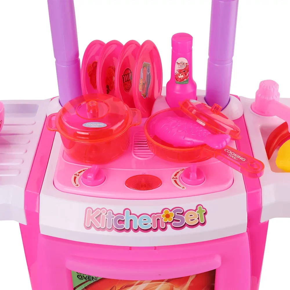 Little Chef's Pretend Kitchen Cooking Play Set with Food, Cups, Utensils, Pots and Pans