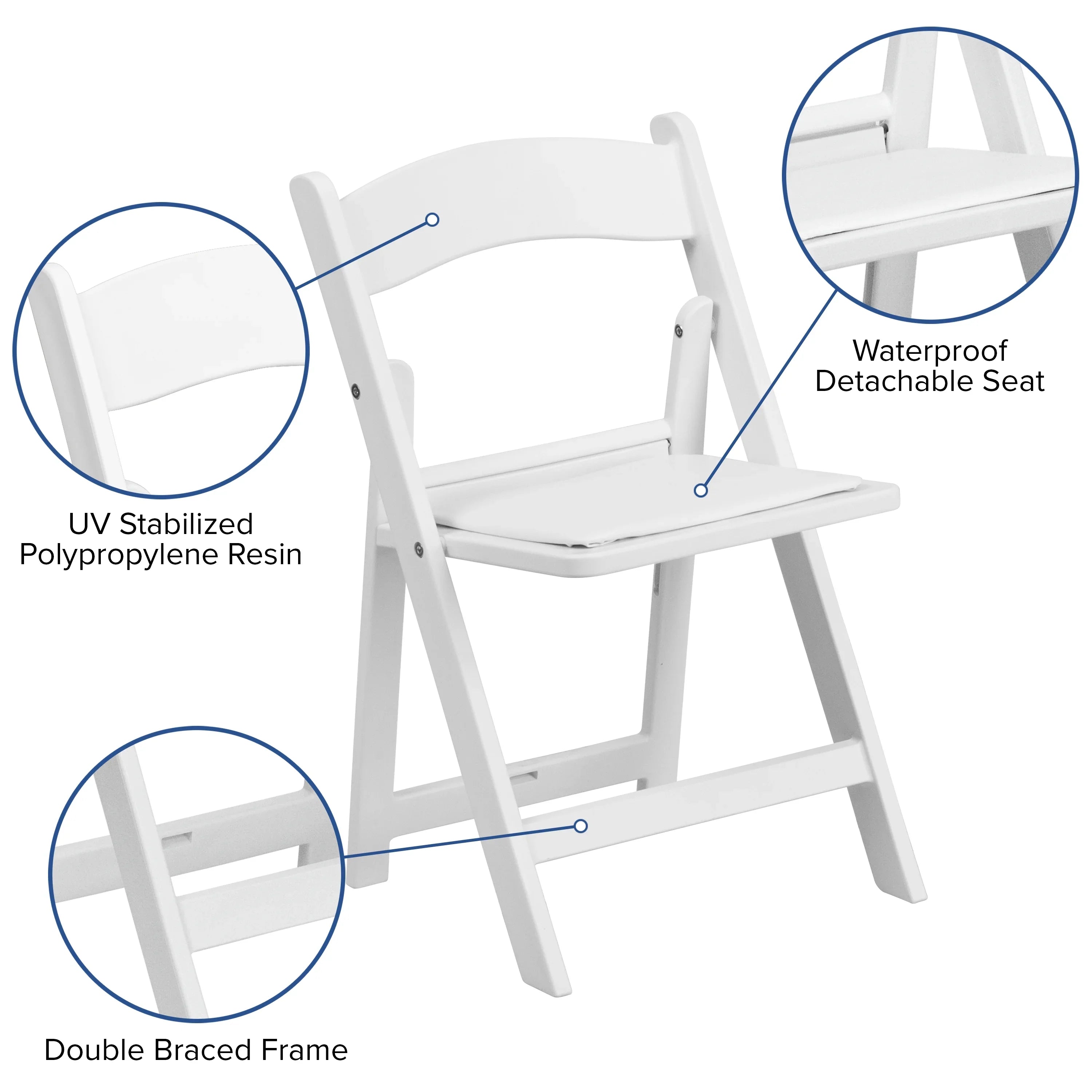 Flash Furniture HERCULES 11 Pack Kids White Resin Folding Chair with White Vinyl Padded Seat