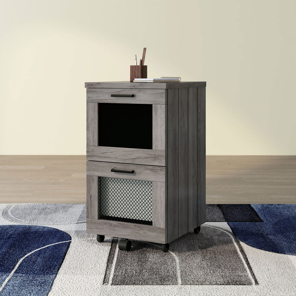 Denhour DH BASIC Rustic Grey 2-Drawer File Cabinet by