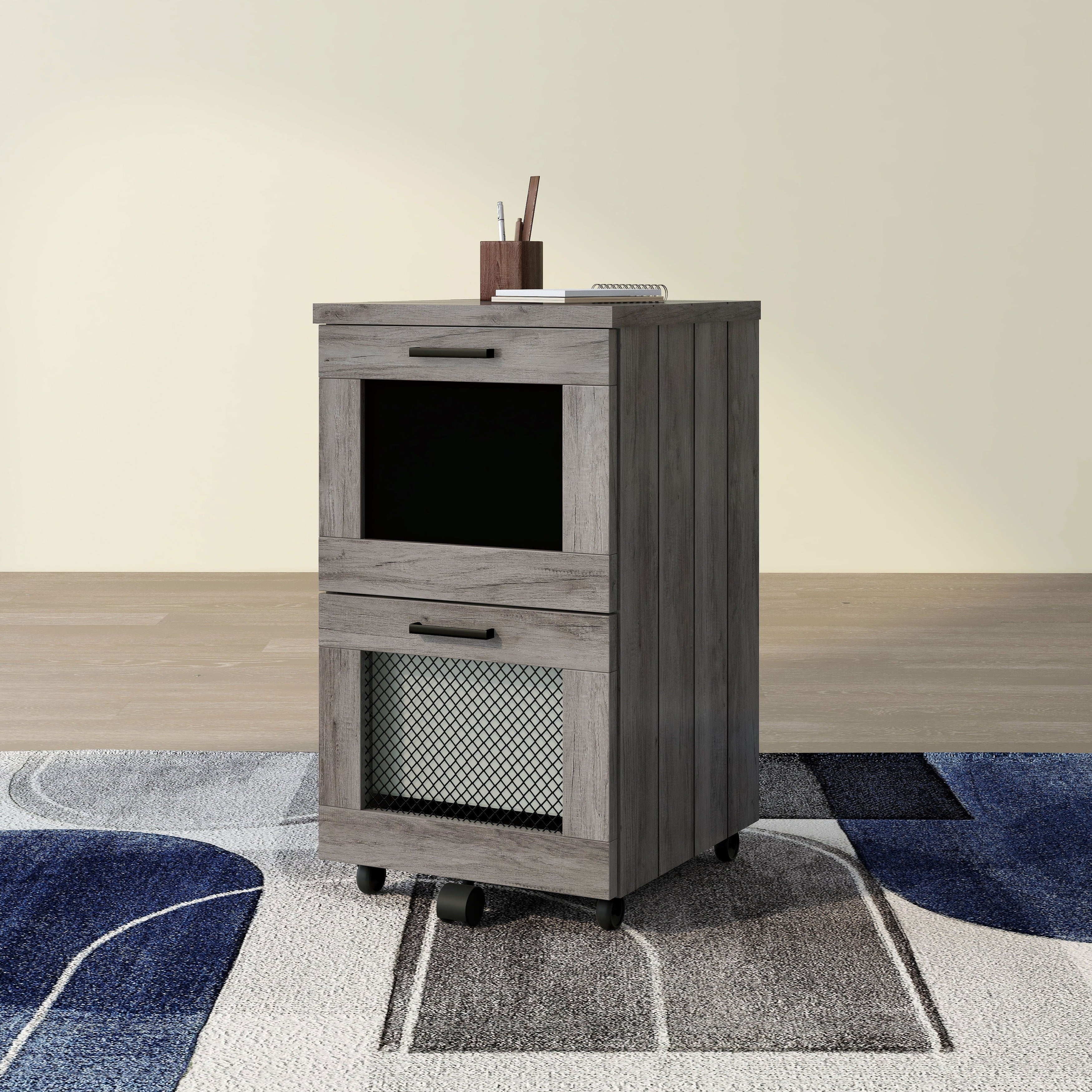 Denhour DH BASIC Rustic Grey 2-Drawer File Cabinet by