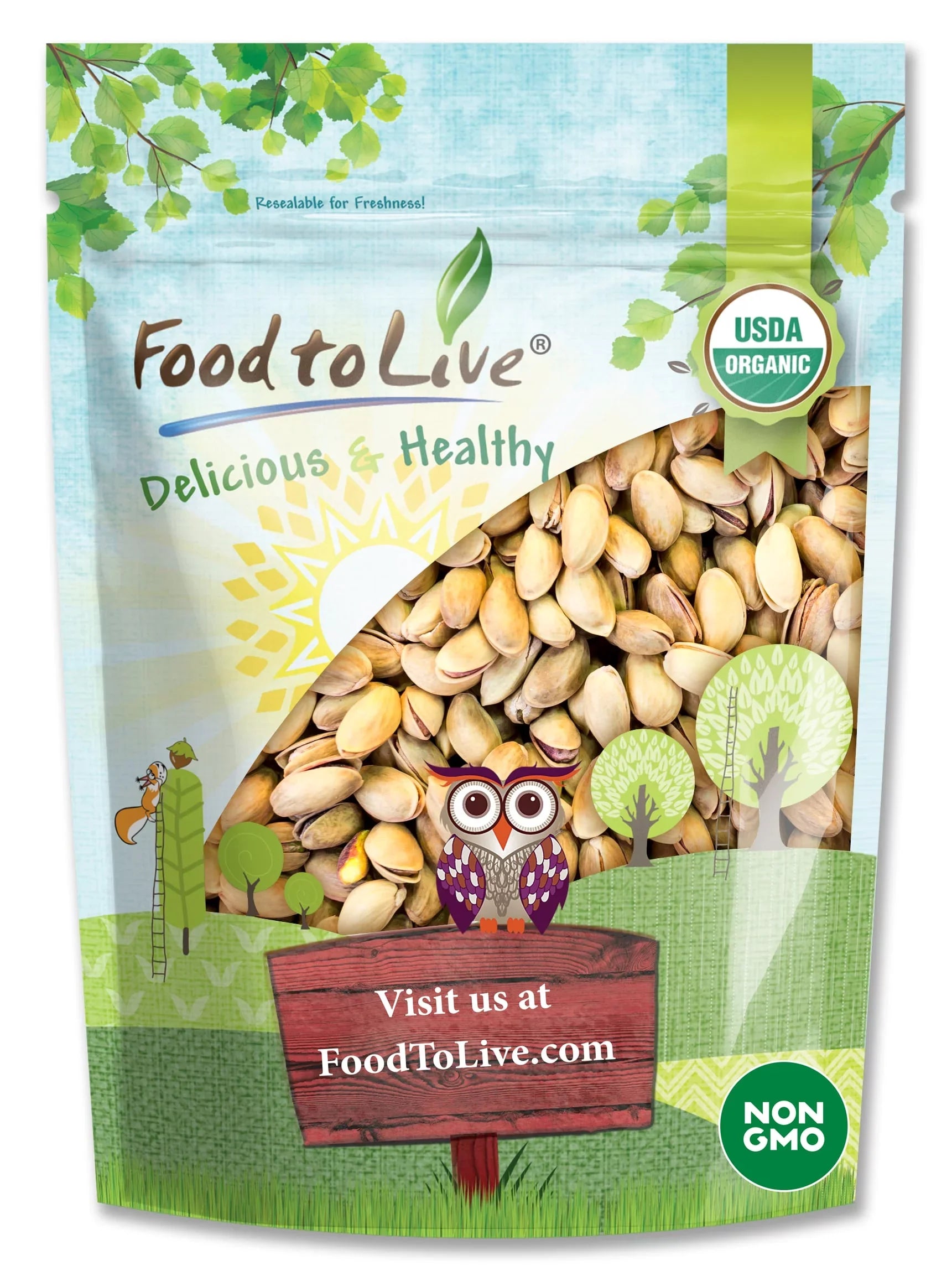 Food to Live Organic Calinia Pistachios (In Shell, Roasted and Salted, Non-GMO, Bulk) (2 Pounds)