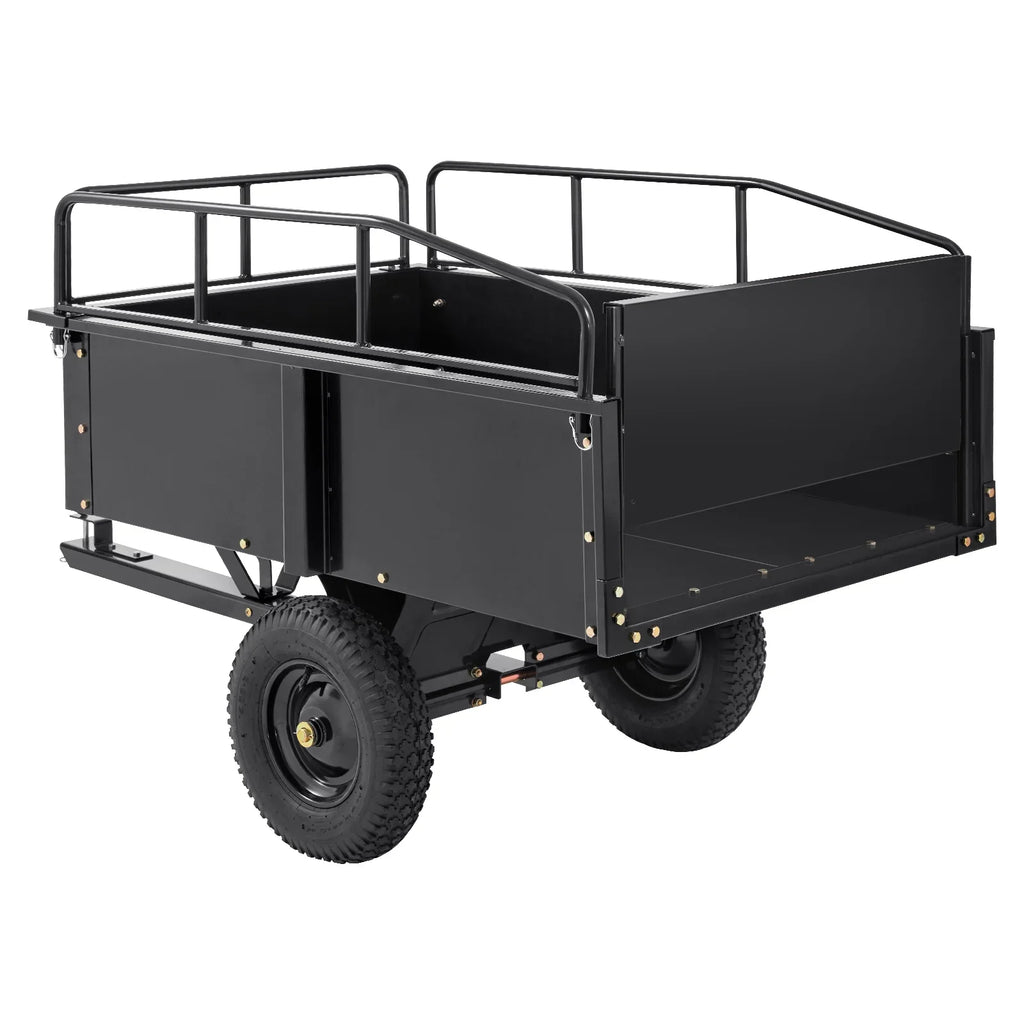 BENTISM Dump Trailer Tow Behind Dump Cart, 750 lbs 15 Cu. Ft, Steel Construction Garden Utility Trailer with Removable Sides