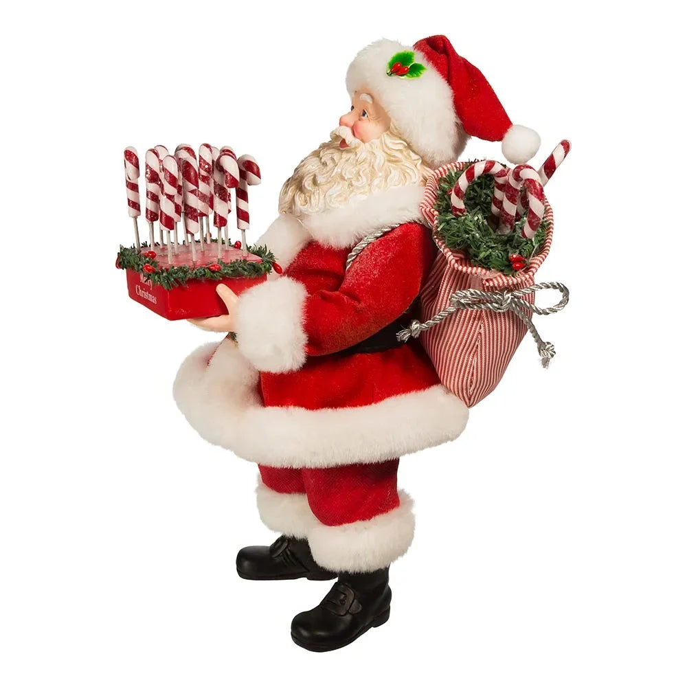 Kurt Adler 10.5-Inch Fabriché Santa with Candy Cane Tray