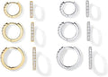 PAVOI 18K Yellow and White Gold Plated Pack 925 Sterling Silver Post, 6 Pairs Small Gold Hoop Earrings Set | Mini Cartilage Helix Huggie Hoop Pack Women Men 8mm 10mm 12mm