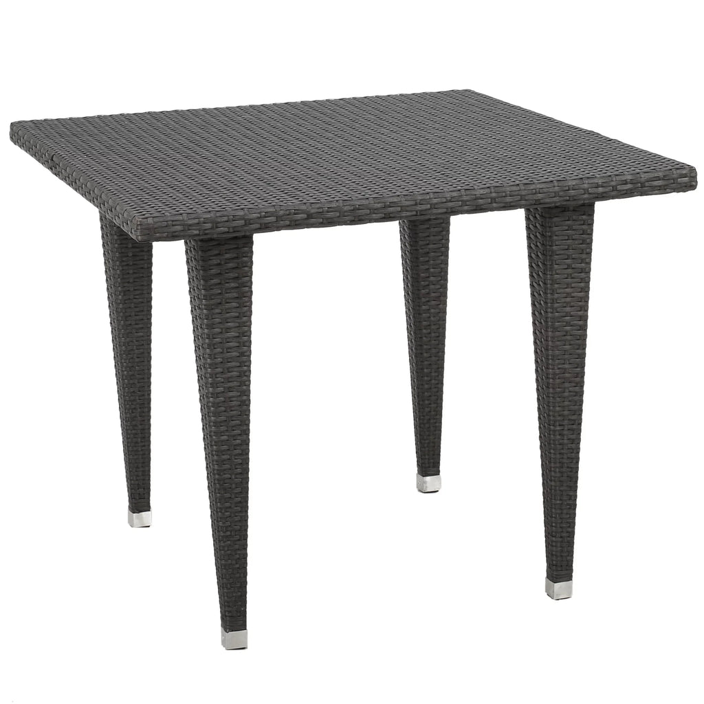 Arcadia Outdoor 5 Piece Wicker Square Dining Set with Cushions, Grey, Silver