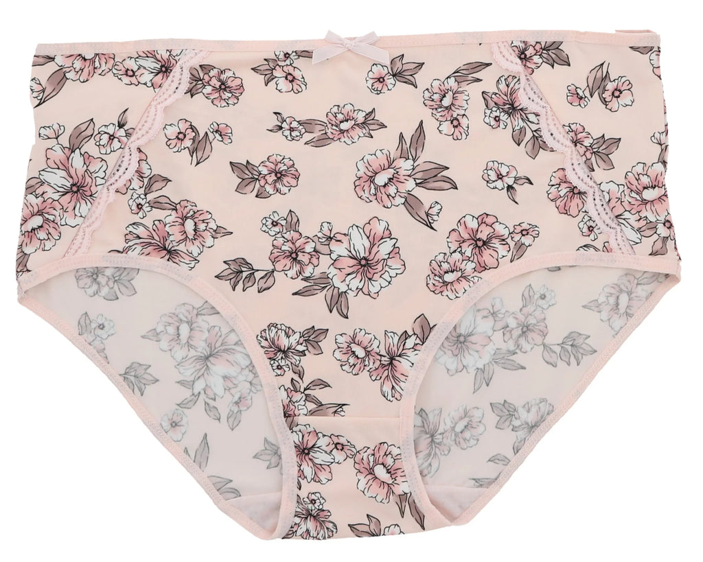 Delta Burke Intimates Women's Plus Size Sexy Classic High Rise Brief Panties (5Pr) (X-Large, Pink Floral Dots)
