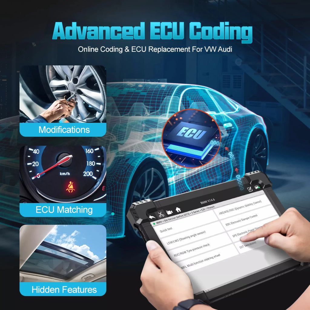 ANCEL X7 OBD2 Scanner Wireless Bluetooth Car Full System Scanner with 10 Reset Services Advanced Automotive Diagnostic Tool OBDII Code Reader Active Test ECU Coding VW AUDI OBD EOBD OBD2 12V Cars