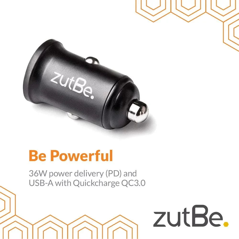 zutBe Dual USB-A 36W with one QC 3.0 Compact Metal Fast Car Charger iPhone 14 13 12 SE 11 X 8 7 & iPad; Samsung Galaxy S20 S1 Note OnePlu, Pixe, & More [Be Charitable, Long-lasting Confident]