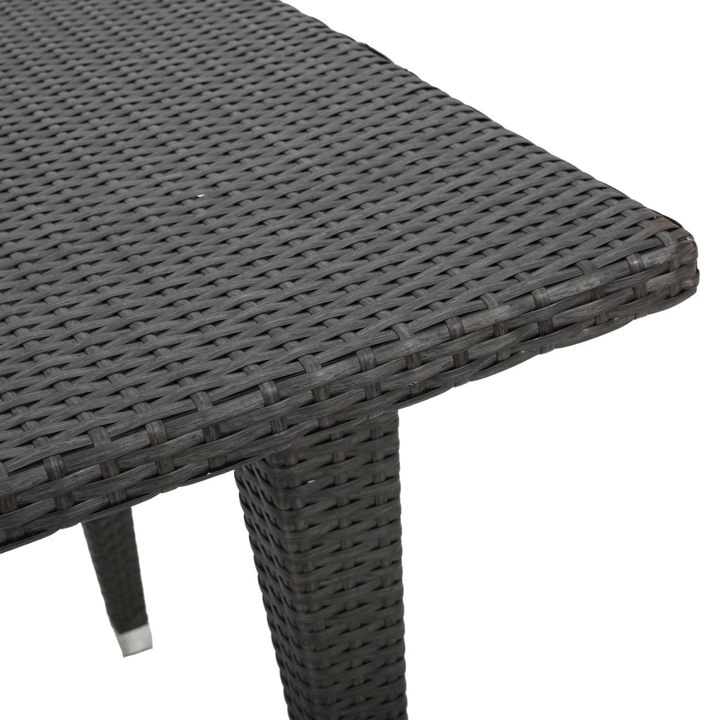 Arcadia Outdoor 5 Piece Wicker Square Dining Set with Cushions, Grey, Silver