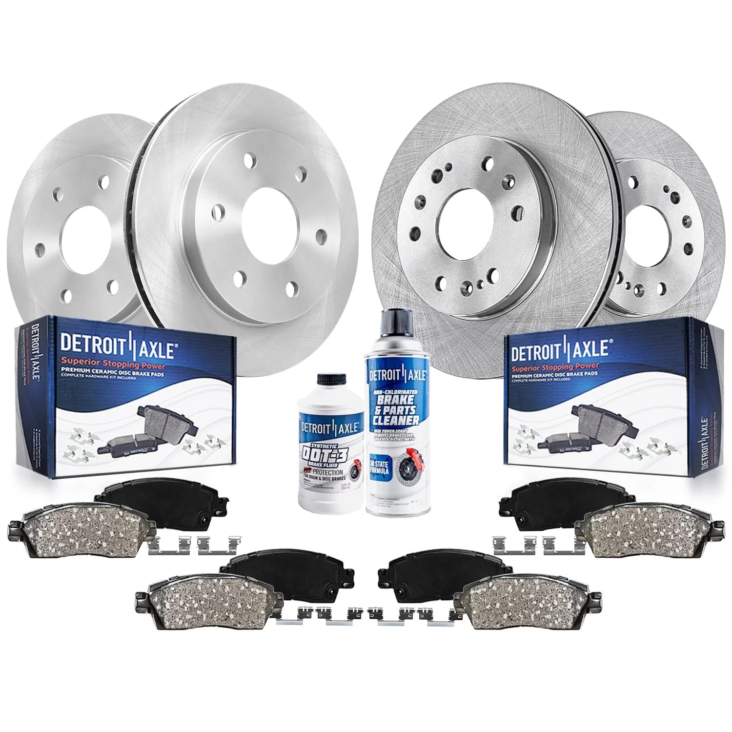 Detroit Axle - Brake Kit Chevy GMC Silverado Sierra 1500 Tahoe Suburban Yukon XL Cadillac Escalade ESV Brake Rotors Ceramic Brakes Pads Front and Rear Replacement
