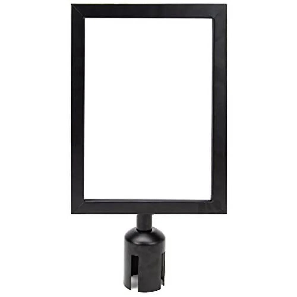 8.5" x 11" Stanchion Sign Holder - Double-Sided Black Metal Portrait Frame 2" Diameter Retractable Belt Stanchions by Pudgy Pedro's Party Supplies