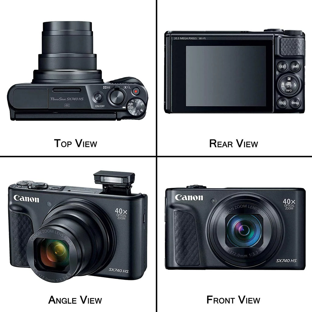 Canon Powershot SX740 HS 4K Video Digital Camera Black + Basic Bundle