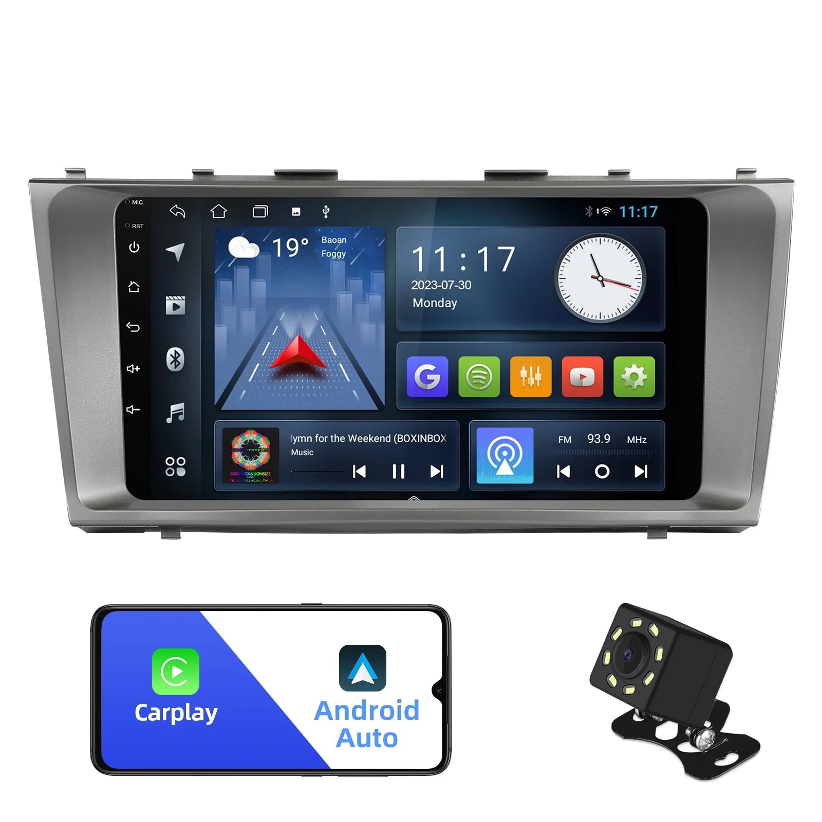 2+32G Android 10 Double Din Car Stereo Toyota Carmy 2006-2011 with 9 Inch Touchscreen Radio Built-in Wireless Carplay/Android Auto/GPS/Bluetooth/FM/AUX-in/Steering Wheel Control/Backup Camera
