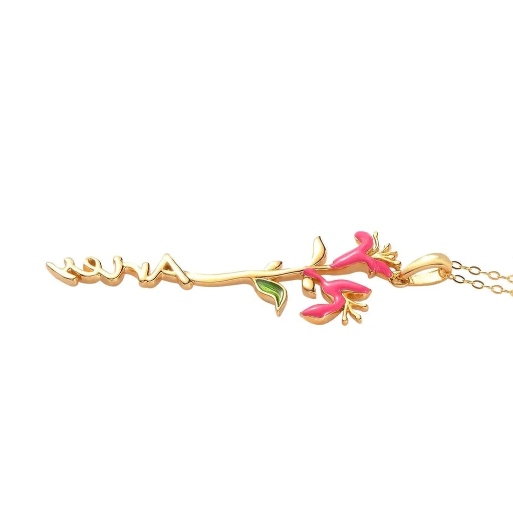 Shop LC 925 Sterling Silver 14K Yellow Gold Plated Pink Green Enameled Aries Zodiac Birth Honeysuckle Pendant Necklace Women Jewelry Gifts Women Size 16-18" Birthday Gifts Women