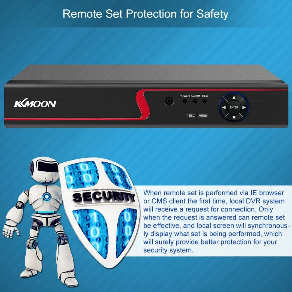 KKmoon DVR Video Recorder & 8 Cameras Set Recording System 16CH 1080P Full High Definition AHD/ IP/Analog/TVI/CVI/ DVR CCTV Digital Video Recorder DVR P2P Remote Phone Monitoring Home