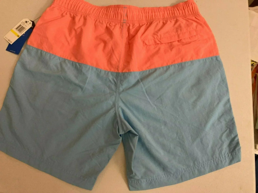 Nautica Men's Colorblocked 8" Swim Trunks T11005 in Alaskan Blue/Peach-Size M
