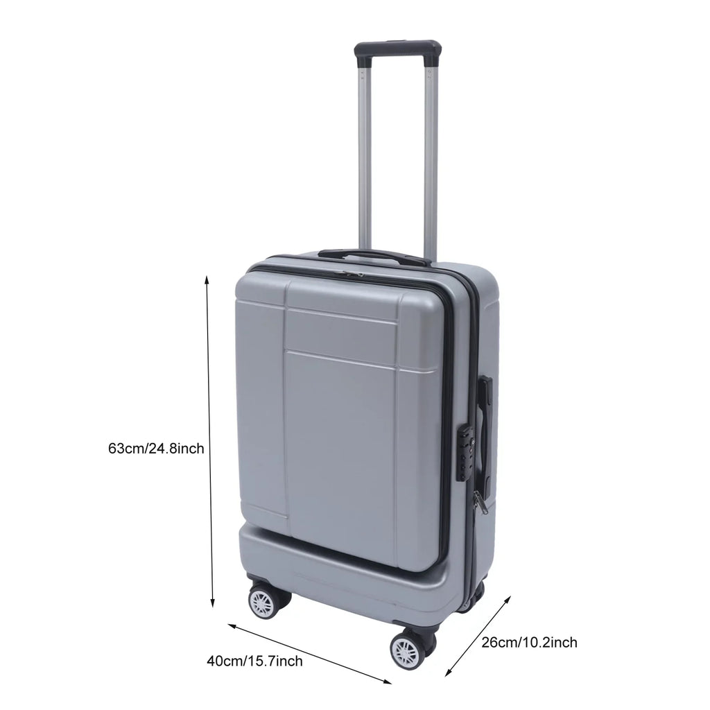Wuzstar 24" Traveling Luggage PC+ABS Luggage Bags with TSA Lock Resilient Spinner Wheels Hardside Carry On Suitcase , Silver