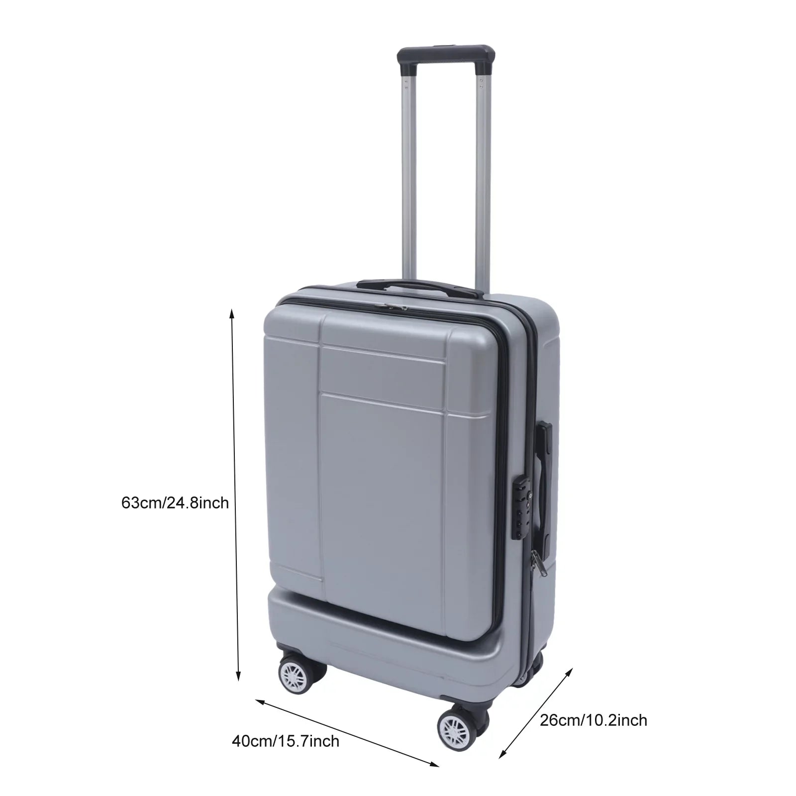 Wuzstar 24" Traveling Luggage PC+ABS Luggage Bags with TSA Lock Resilient Spinner Wheels Hardside Carry On Suitcase , Silver