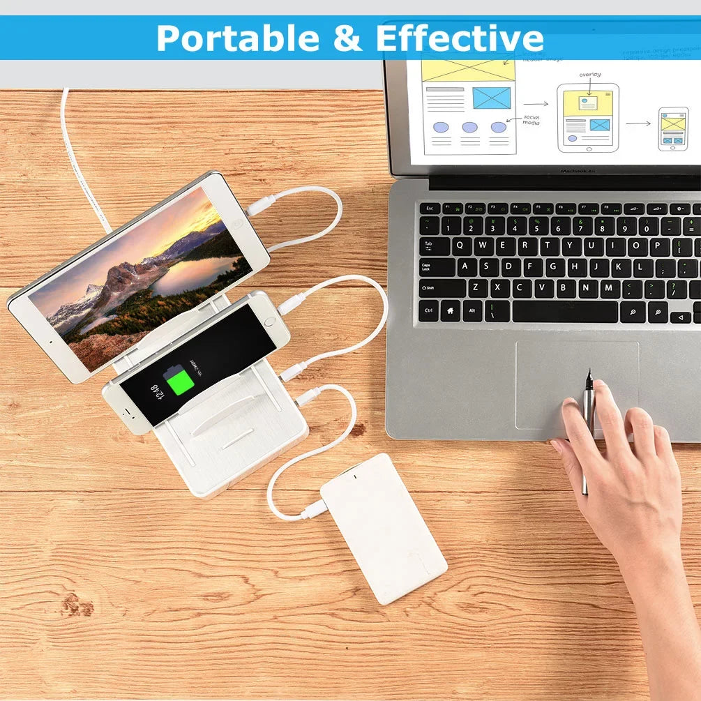 USB Charging Station Multiple Devices - Fast Charging Organizer with 6 USB Ports Dock Cell Phone Apple, Samsung, Android Phone, iPhone