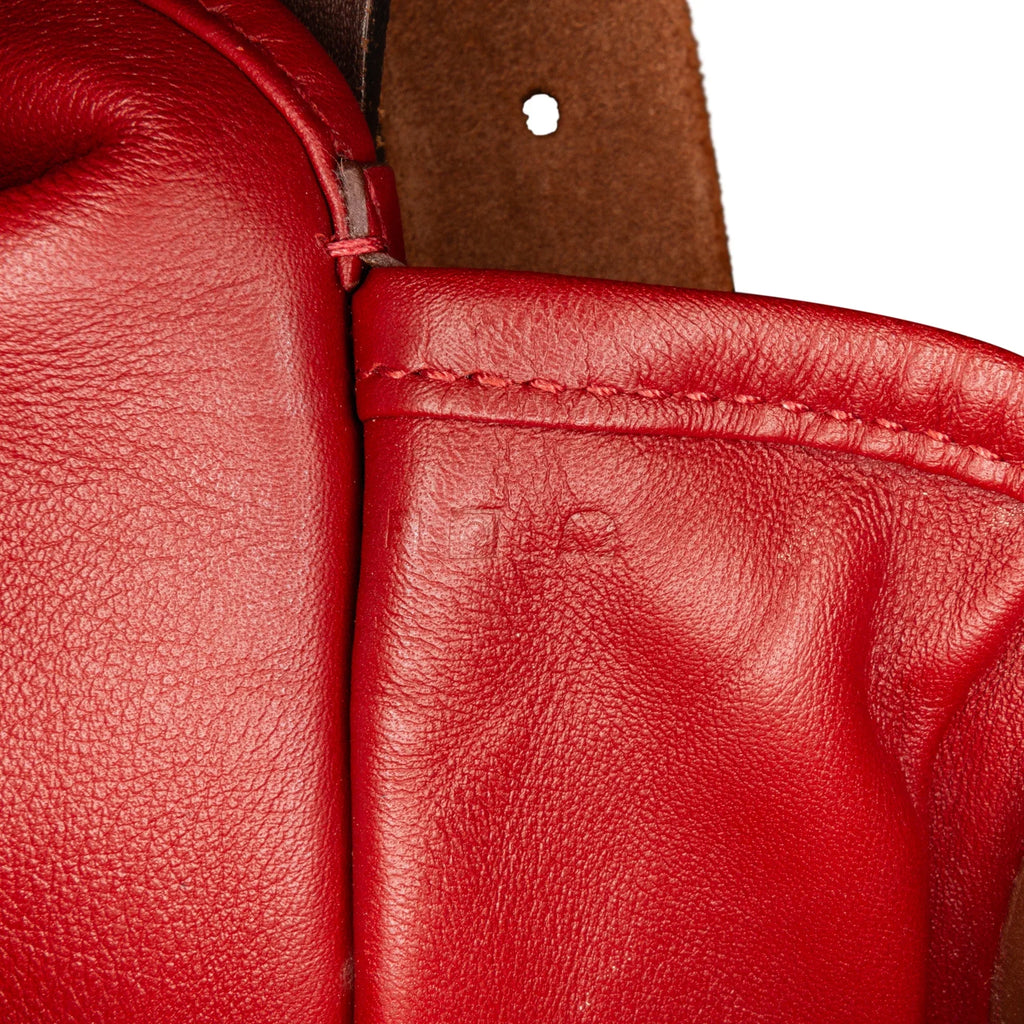 Pre-Owned Authenticated Hermès Sikkim Barda 30 Messenger Bag Calf Leather Red Crossbody Bag Unisex (Good)