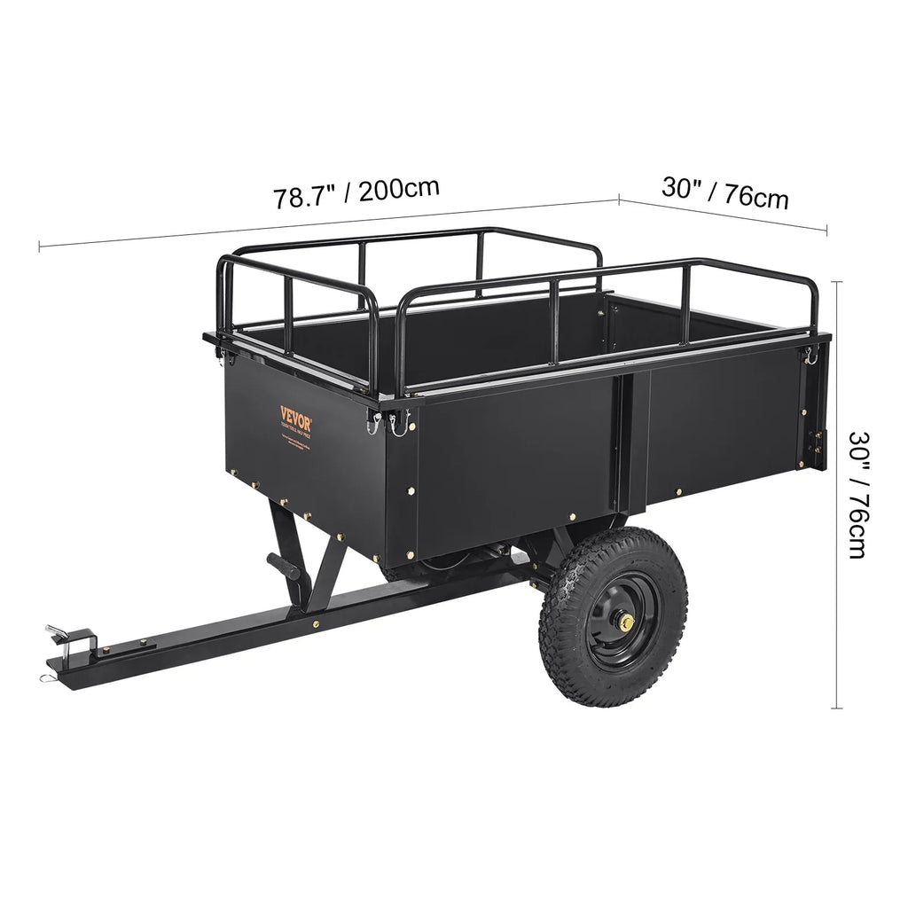 BENTISM Dump Trailer Tow Behind Dump Cart, 750 lbs 15 Cu. Ft, Steel Construction Garden Utility Trailer with Removable Sides