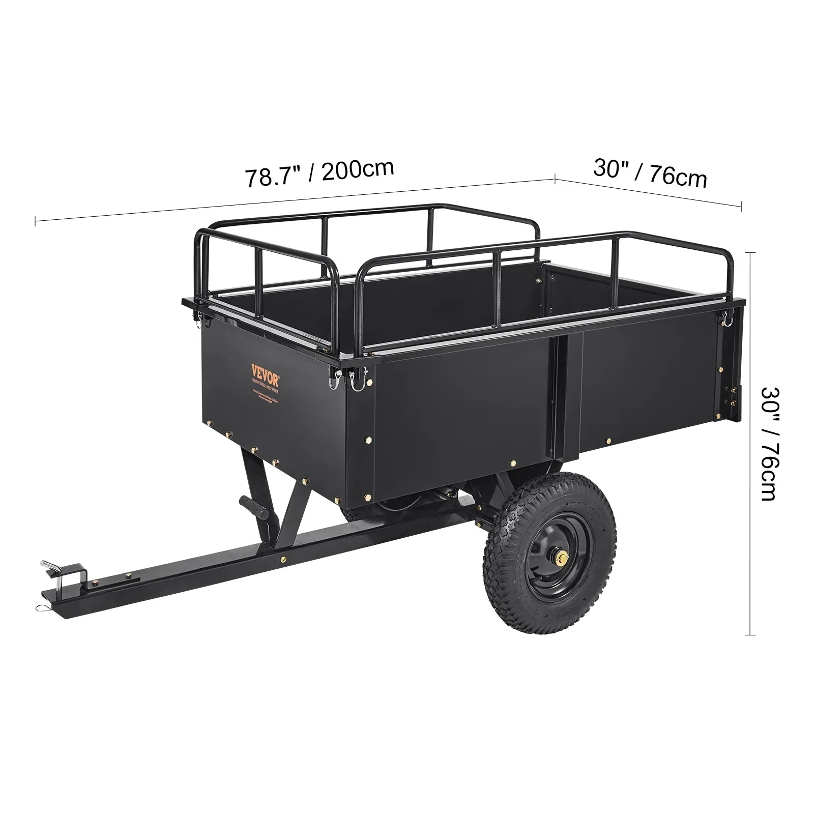 BENTISM Dump Trailer Tow Behind Dump Cart, 750 lbs 15 Cu. Ft, Steel Construction Garden Utility Trailer with Removable Sides
