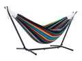 The Hamptons Collection 110” Black and Blue Striped Brazilian Style Hammock with a Steel Hammock