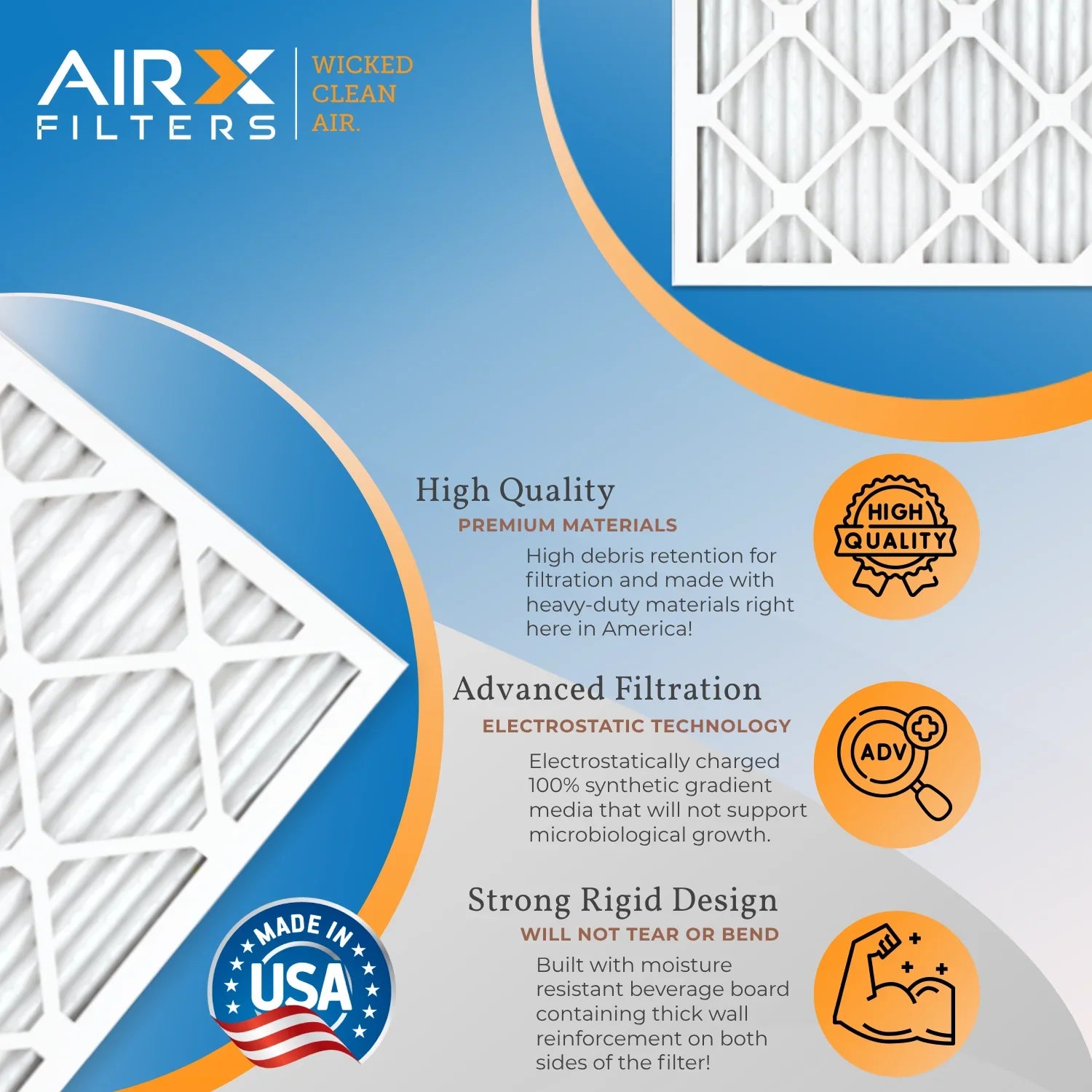 16x22x1 Air Filter MERV 11 Comparable to MPR 1000, MPR 1200 & FPR 7 Electrostatic Pleated Air Conditioner Filter 6 Pack HVAC Premium USA Made 16x22x1 Furnace Filters by AIRX FILTERS WICKED CLEAN AIR.
