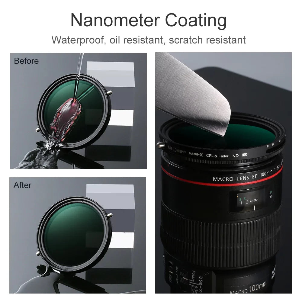 K&F CONCEPT 67mm 2-in-1 Variable Adjustable Filter Neutral Density Fader 5-Stop ND2-ND32 and CPL Circular Polarizing Filter Ultra-thin with Cleaning Cloth Camera Lens