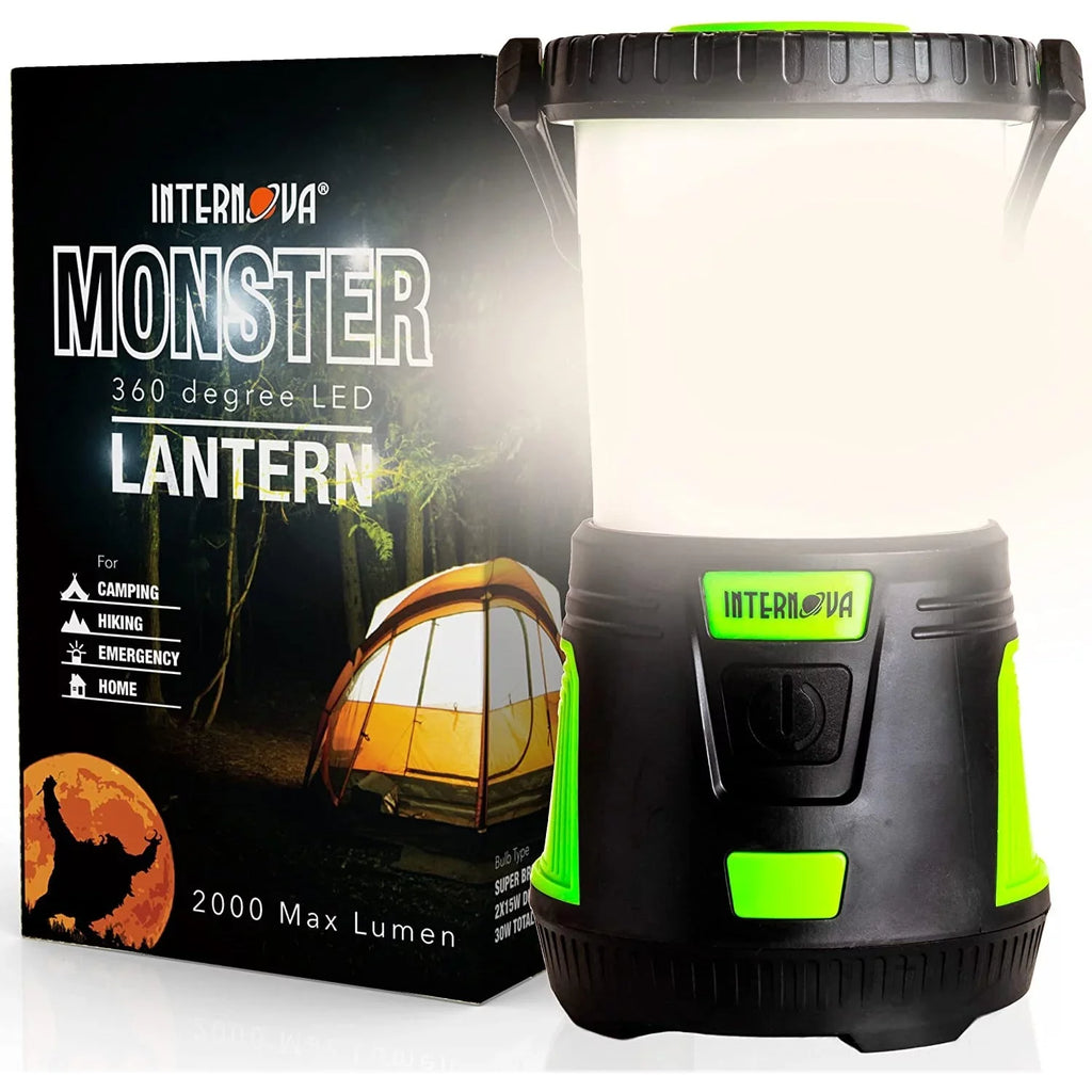 Internova Monster LED Camping Lantern, 2000 Lumens Output Camping, Hiking, Emergency Use and Power Outages