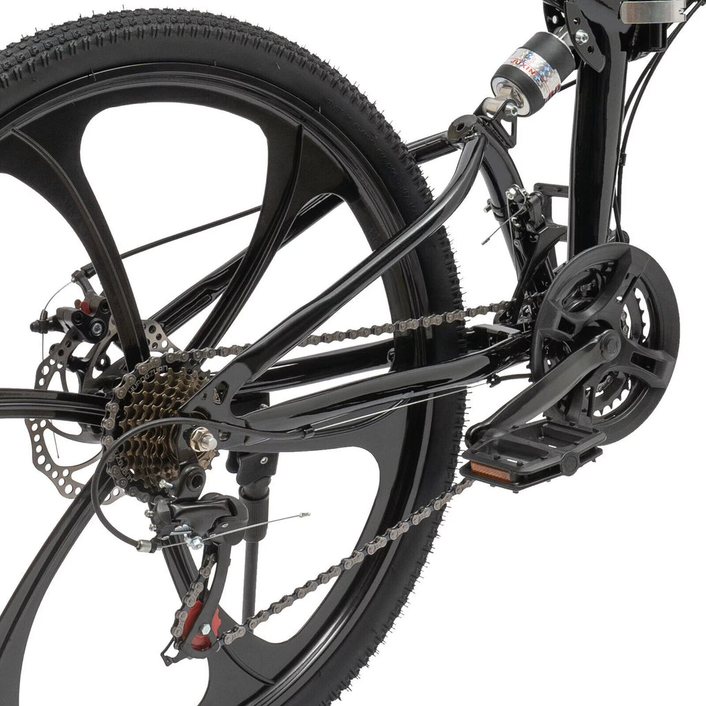 Miumaeov 26" Black Adult Folding Bike 21-Speed Shifter Folding City Bike Light Weight Carbon Steel Camping Bicycle Max Loading 150kg/330lbs
