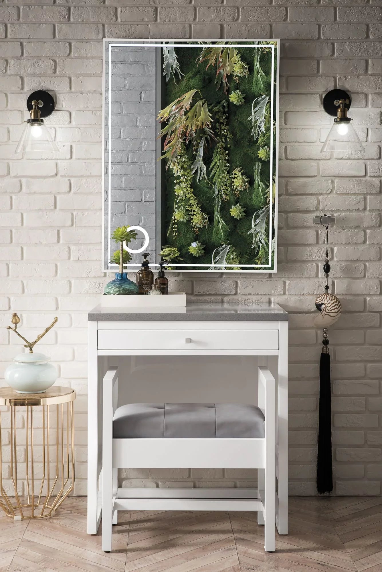 James Martin Furniture 30 in. Athens Countertop Unit with 3 CM Grey Expo Quartz Top, Glossy White