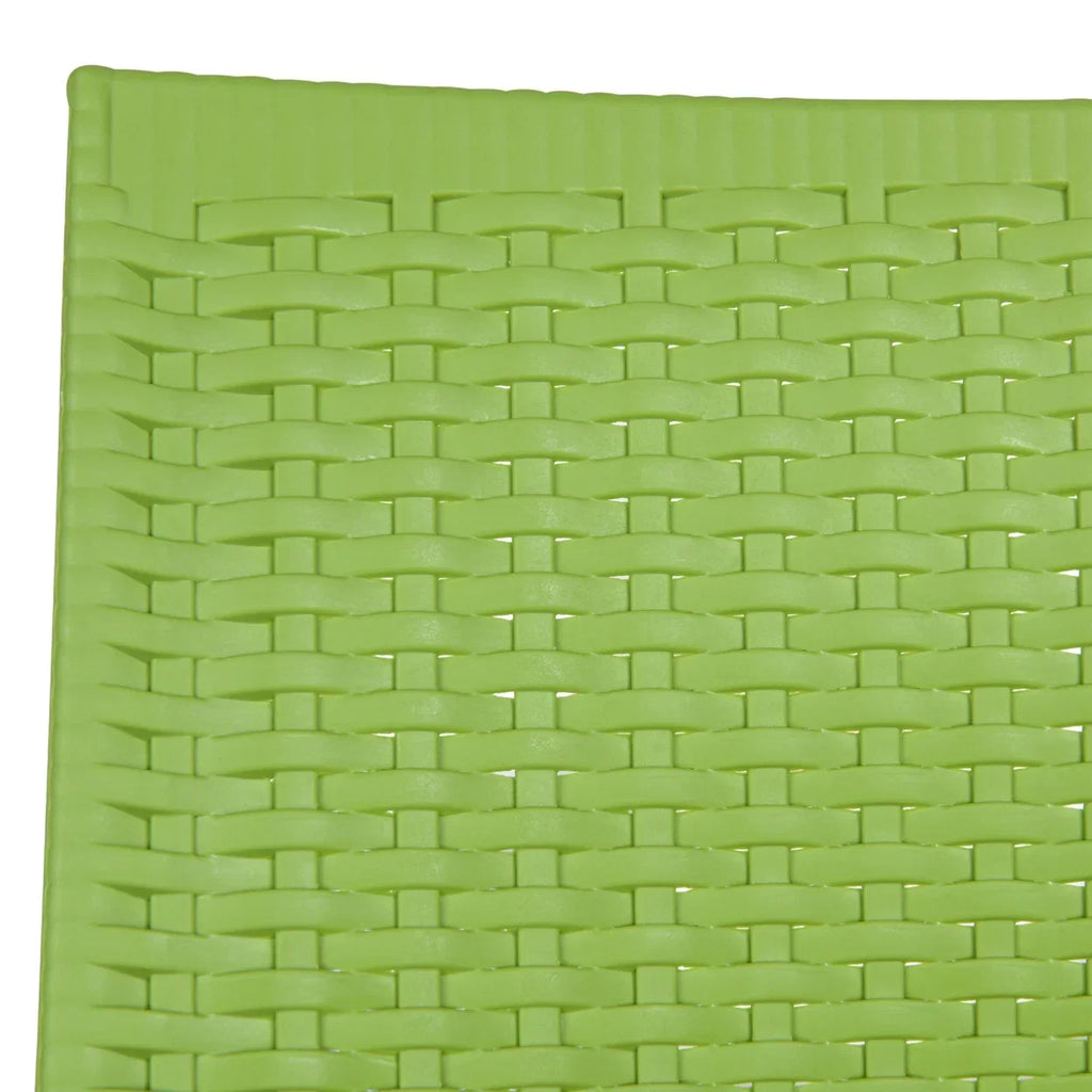 LeisureMod Modern Weave Mace Indoor Outdoor Dining Chair in Green Set of 2