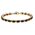 Shop LC Black Spinel Oval Stainless Steel Yellow Gold Ion Plated Bracelet Women Jewelry Size 6.5" Ct 8.49 Birthday Gifts