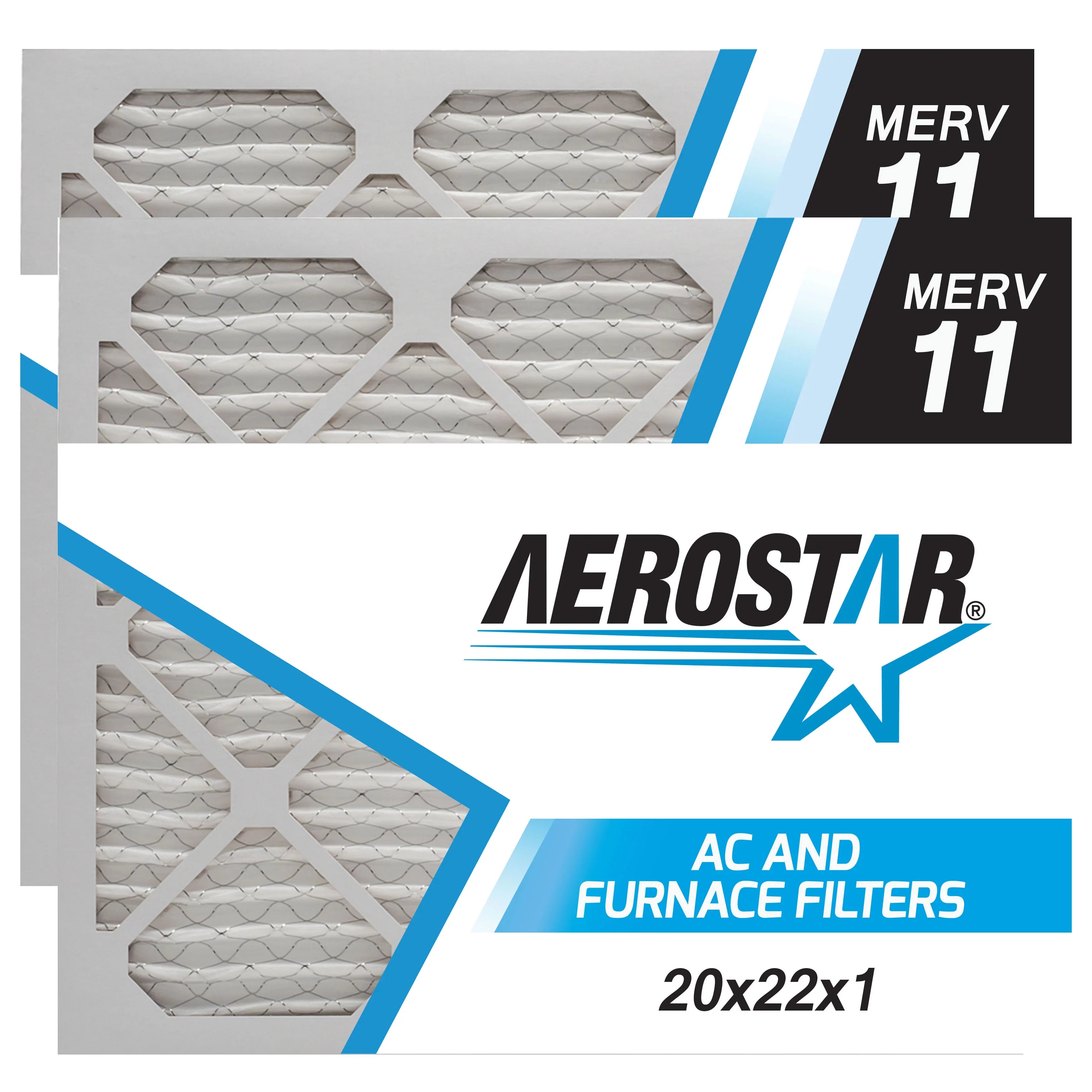 20x22x1 Air Filter by Aerostar - MERV 11, Box of 2