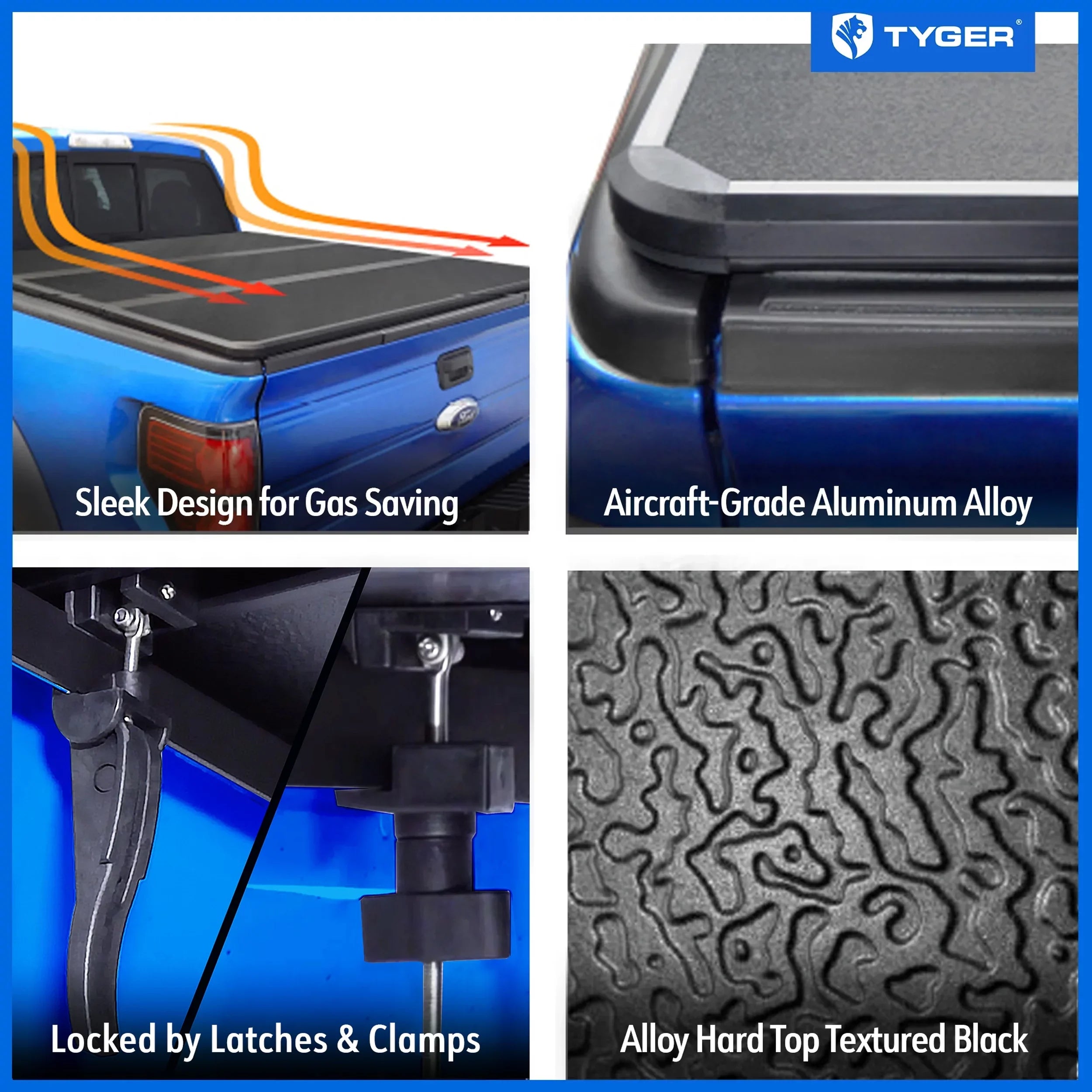 Tyger Auto T5 Alloy Hardtop Truck Bed Tonneau Wrap with 2014-2018 Chevy Silverado / GMC Sierra 1500; 2015-2019 2500 HD 3500 HD; 2019 LD/Limited | 6'6" Bed | TG-BC5C3007 | Aluminum