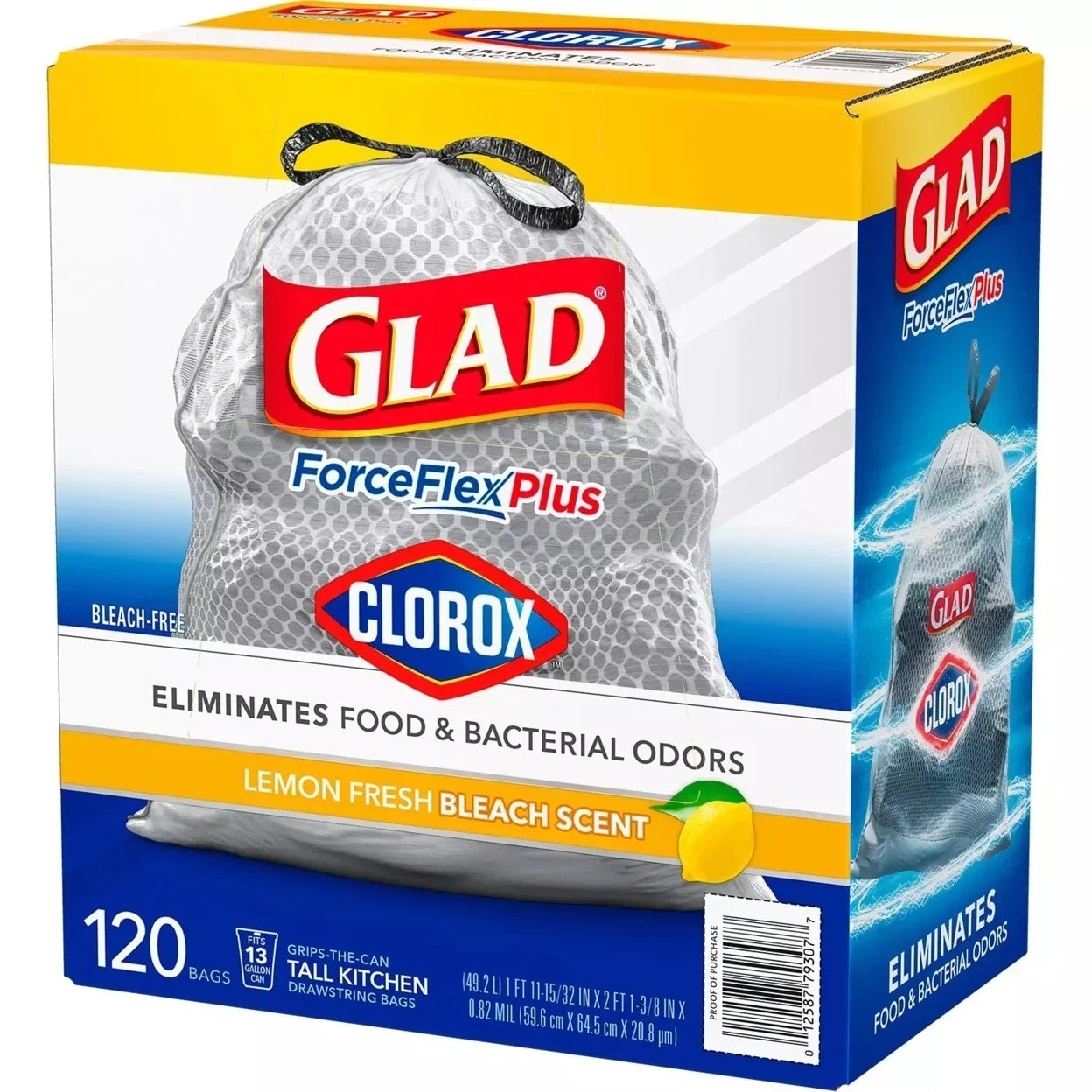 Glad Tall Kitchen Grey Trash Bags – ForceFlex Plus, Lemon Scent (13 Gal, 120 Ct)