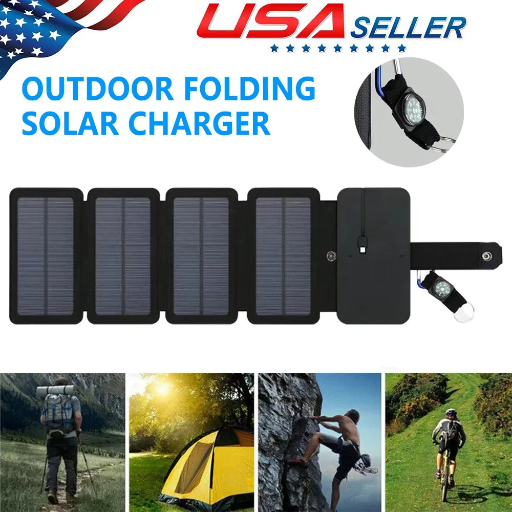 Jahy2Tech 4-Panel 7.2W Portable Solar Charger Power Bank Wireless Phone Charger with iPhone, Android