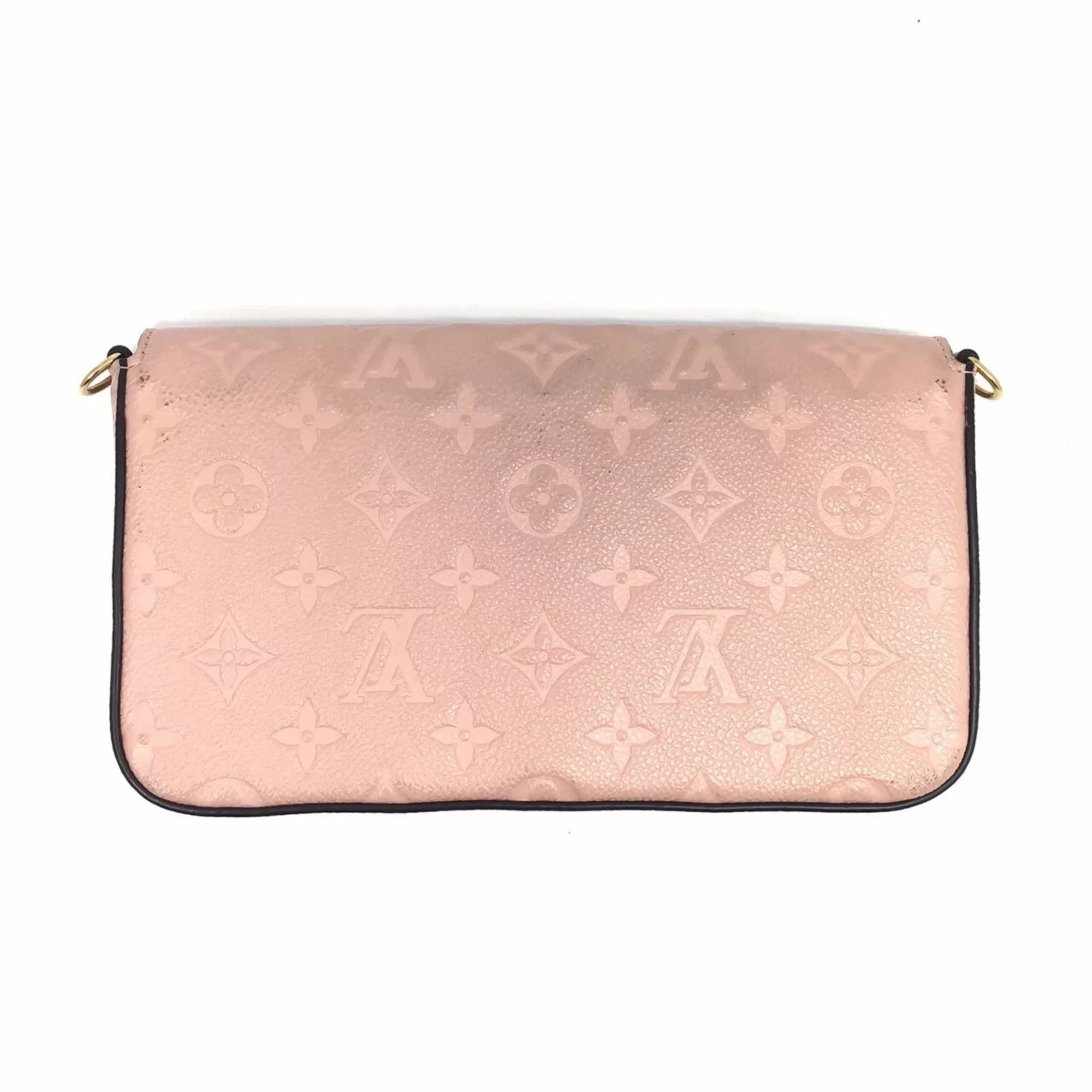 Pre-Owned LOUIS VUITTON Louis Vuitton Monogram Implant Pochette Felicie M67856 Chain Wallet Bag Pink G Hardware Gold Rose Ballerine Women's (Fair)