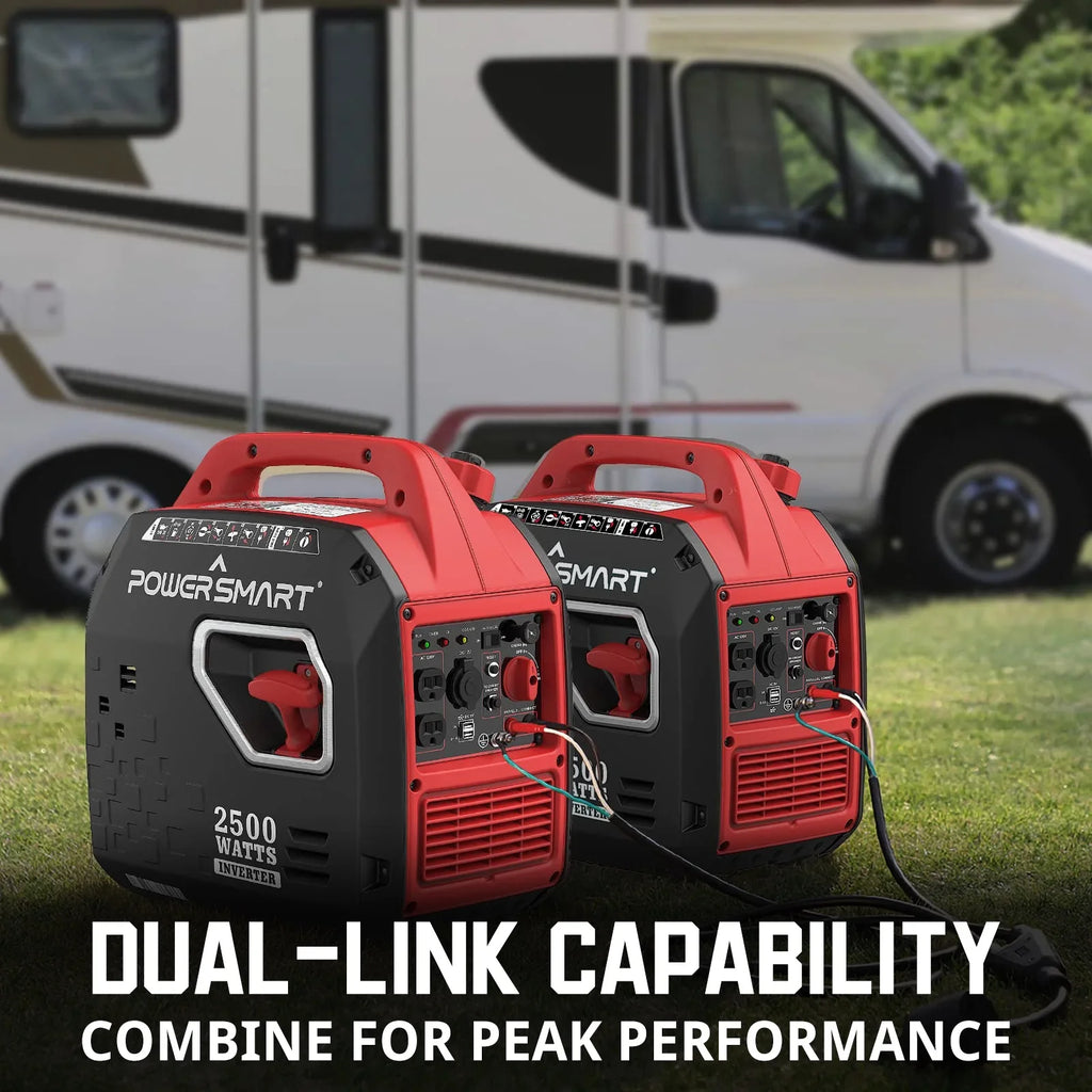 PowerSmart 2500W Portable Inverter Gas Generator，Super Quiet，Low Oil Shutdown, Ultra Lightweight Camping