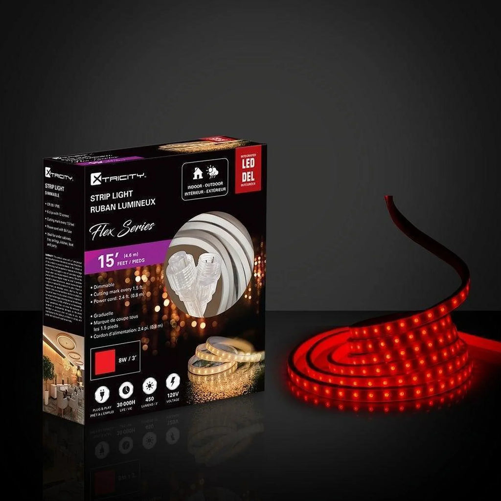 Xtricity flexible led strip 15 feet/8w-3'/120v/Red Indoor and Outdoor